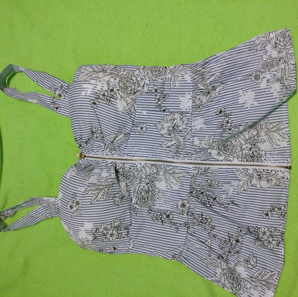 Light blue with flower designs peplum blouse